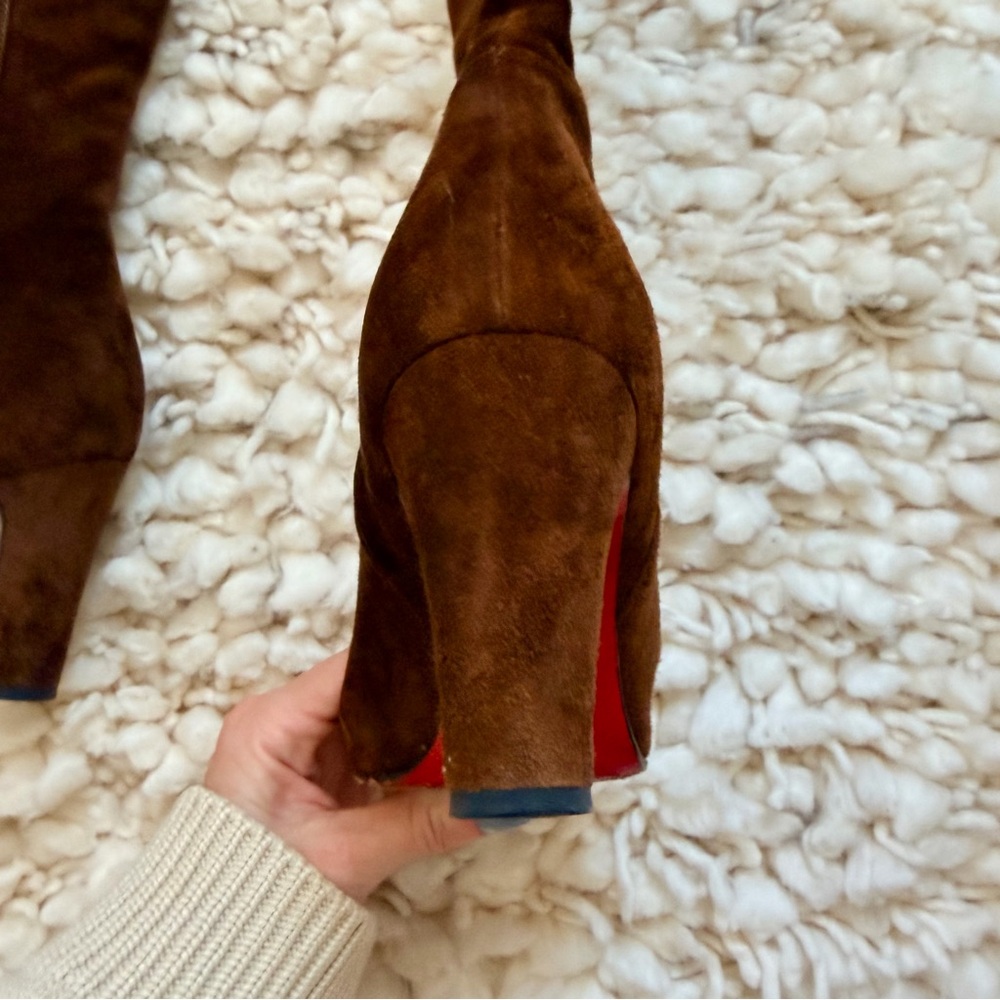 Christian Louboutin Brown Suede Heeled Boots - Picture 8 of 12